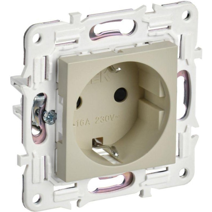 Розетка IEK SKANDY SK-R04B 16А с заземлением/защитные шторки, бежевый SK-R14-16-K10