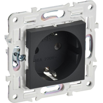 Розетка IEK SKANDY SK-R05G 16А с заземлением/без шторок графит SK-R11-16-K53
