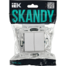 Выключатель 2-клавишный IEK SKANDY SK-V05W проходной 10А арктический белый SK-V22-0-10-K01
